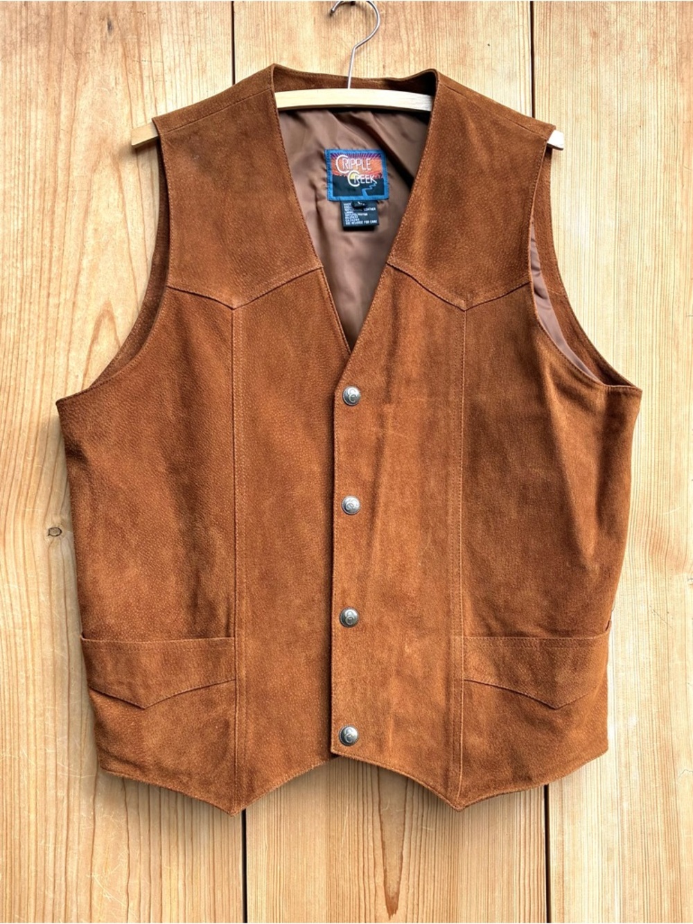 Cripple Creek Mens Brown Suede Vest Sz Medium